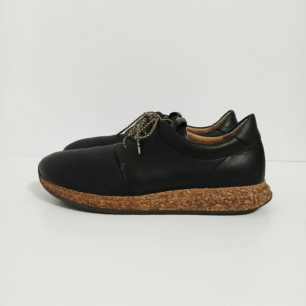 Birkenstock Wrigley Mens Black Leather Lace Up Shoes Cork Midsole US 12 EU 45 L